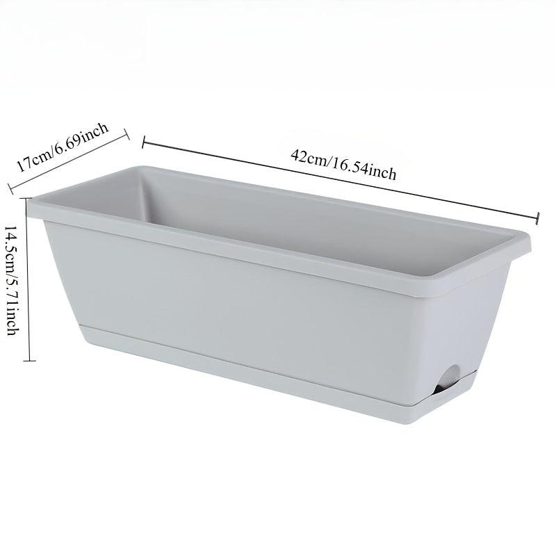 Jardinière rectangulaire plastique 42 cm, lot de 9 avec soucoupes