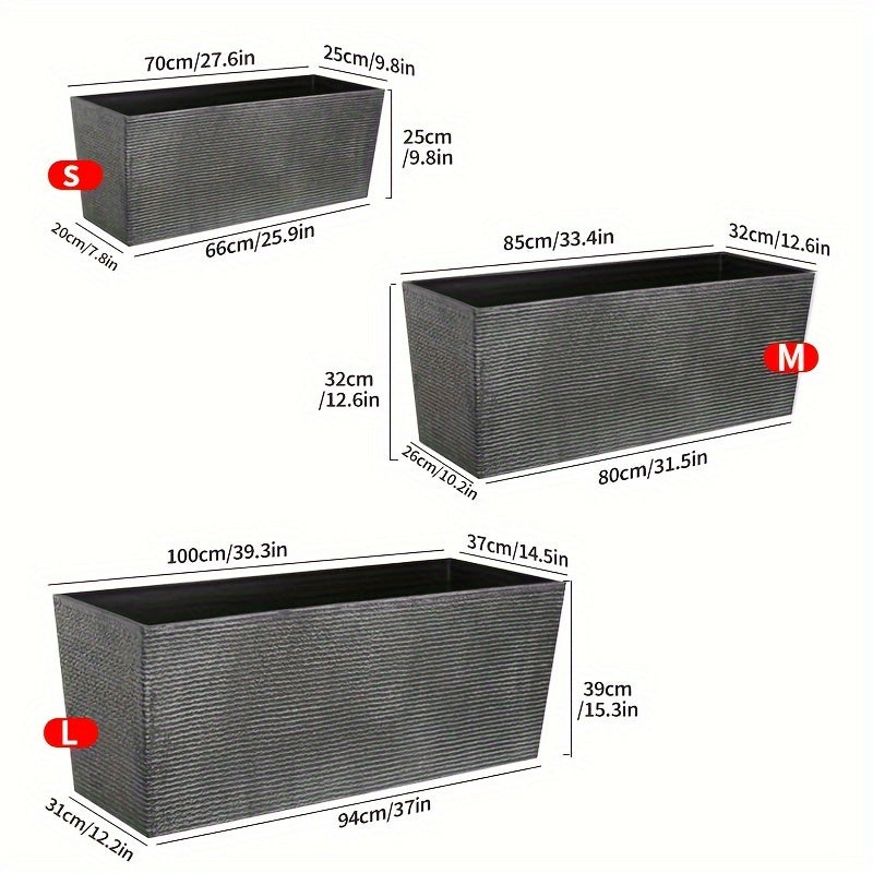 Jardinière rectangulaire en résine effet béton, 70 à 100 cm