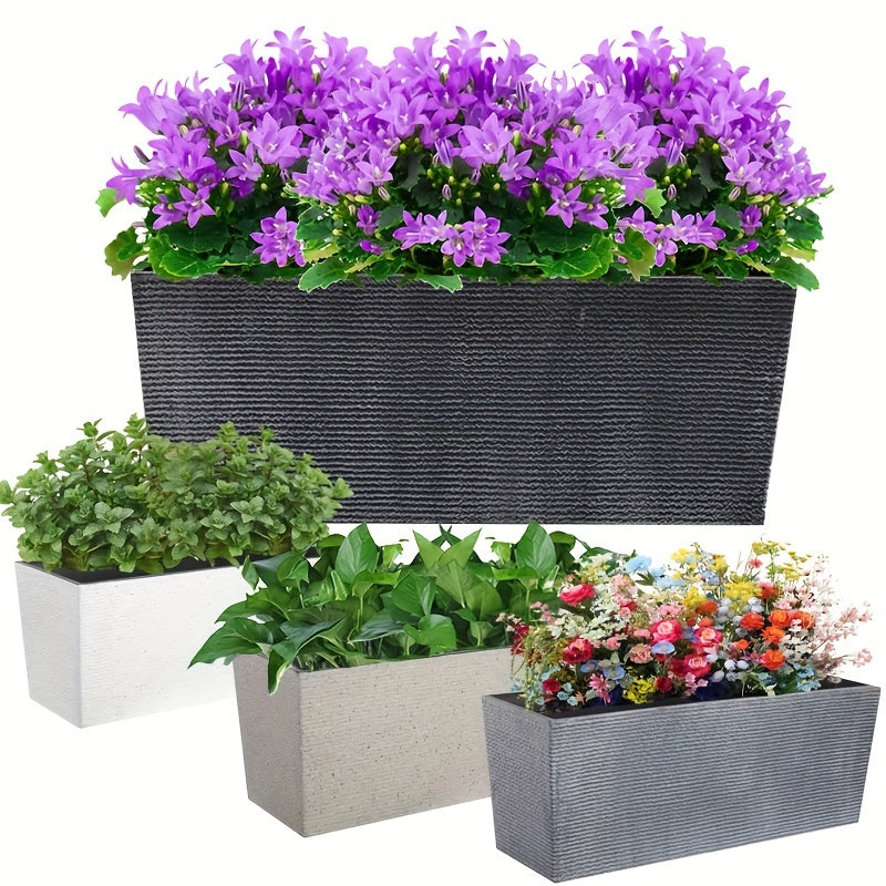 Jardinière rectangulaire en résine effet béton, 70 à 100 cm