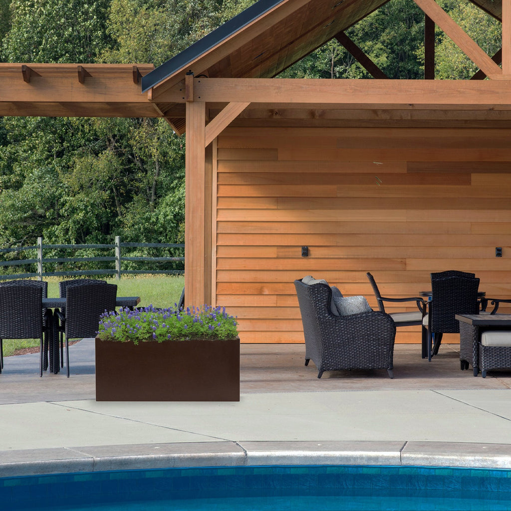 Jardinière rectangulaire XXL brun bronze à réserve d'eau