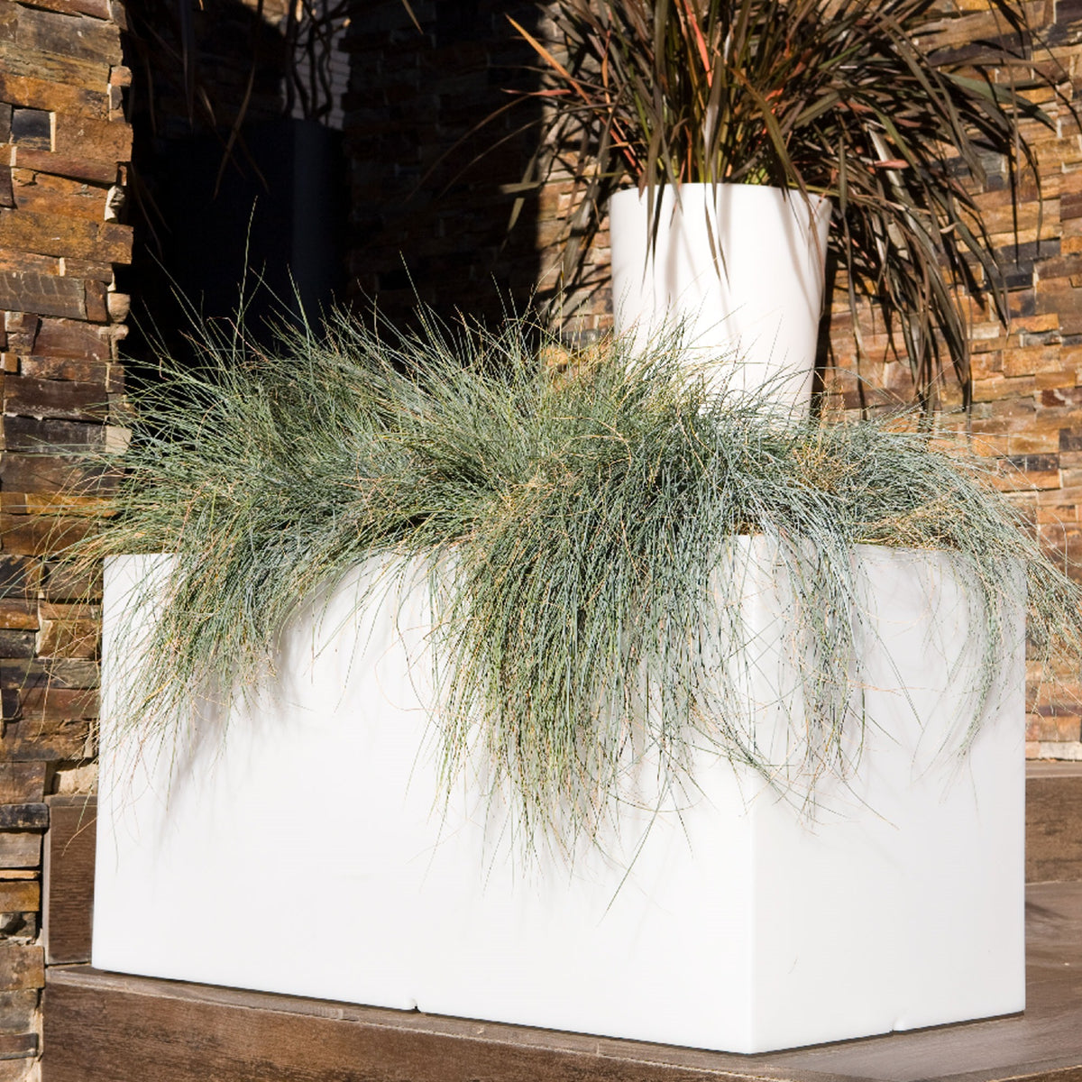 Jardinière rectangulaire XXL brun bronze à réserve d'eau
