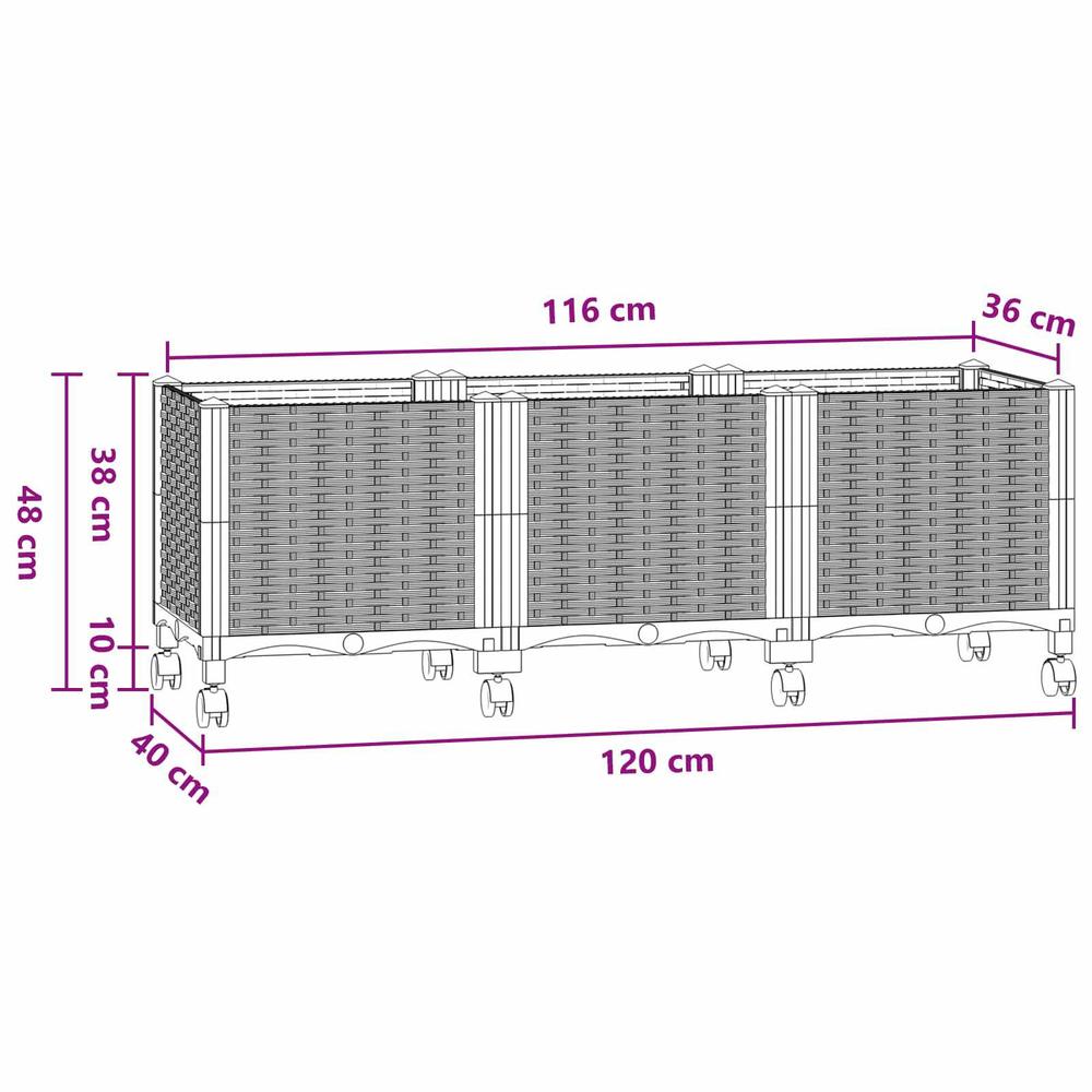 Jardinière à roulettes bleu foncé 120x40x48 cm pour balcon