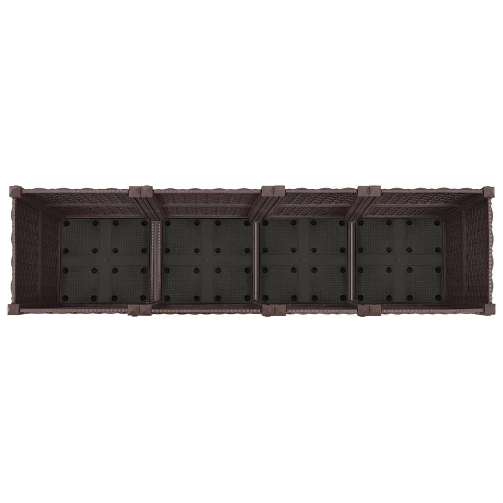 Jardinière à roulettes marron 160x40x38 cm effet rotin tressé