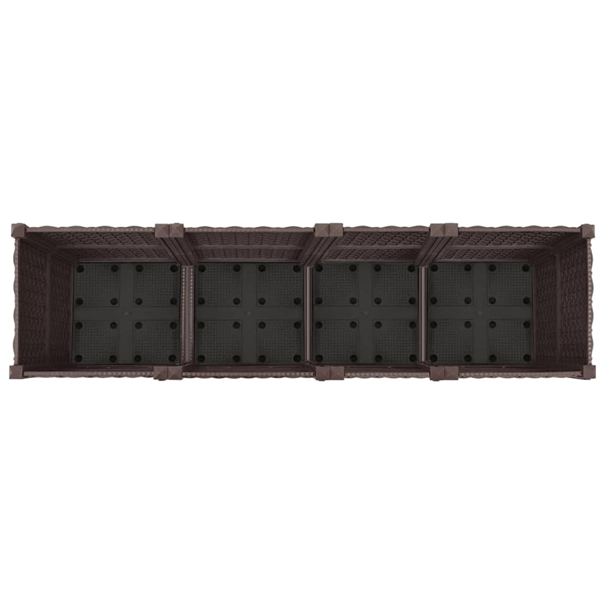 Jardinière à roulettes marron 160x40x38 cm effet rotin tressé