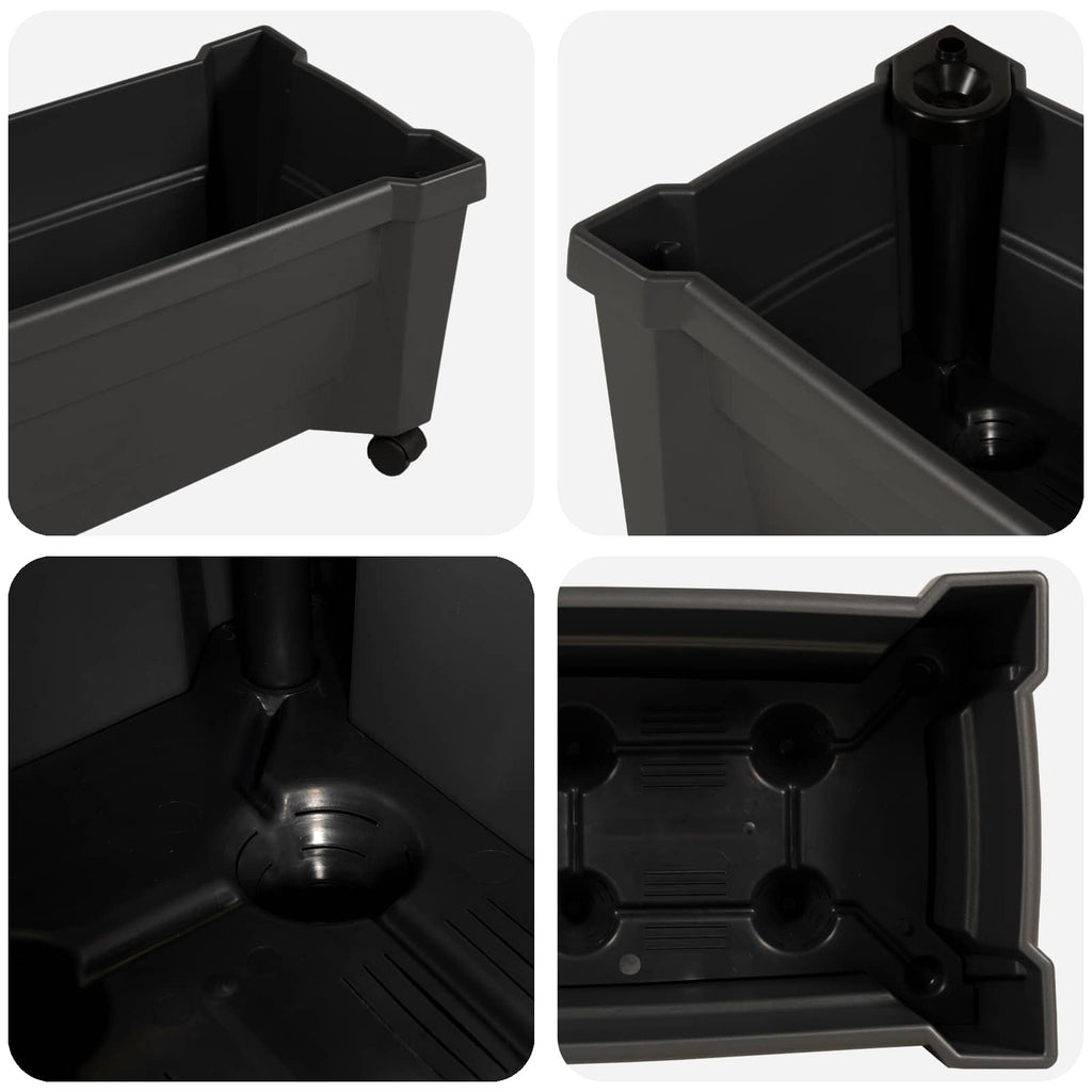 Jardinière à roulettes 79 cm en polypropylène pour balcon