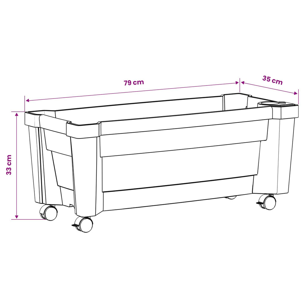 Jardinière à roulettes 79 cm en polypropylène pour balcon