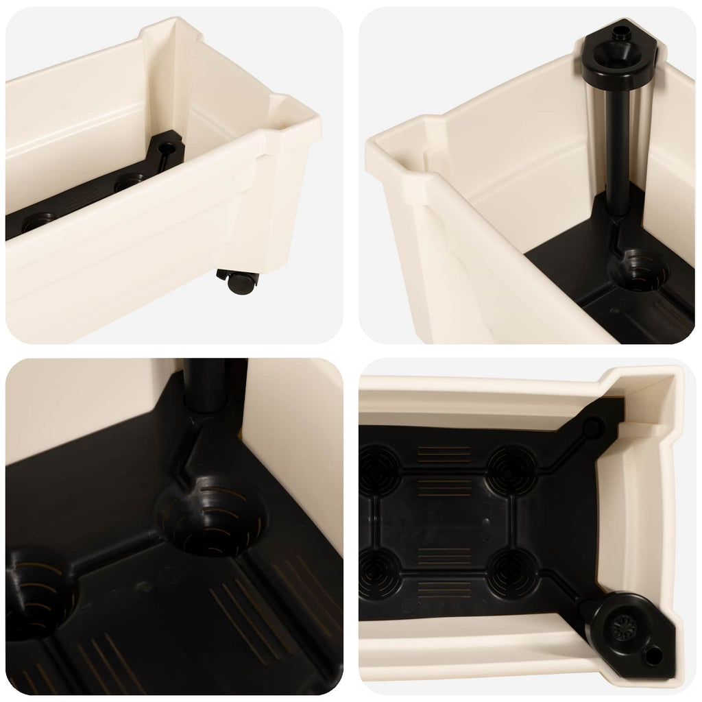 Jardinière à roulettes 79 cm en polypropylène pour balcon
