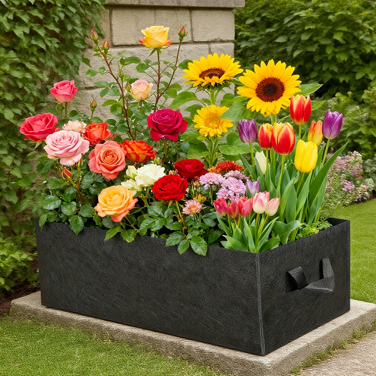 Jardinière souple 288 L 120x60x40 cm — lot de 5 bacs noirs