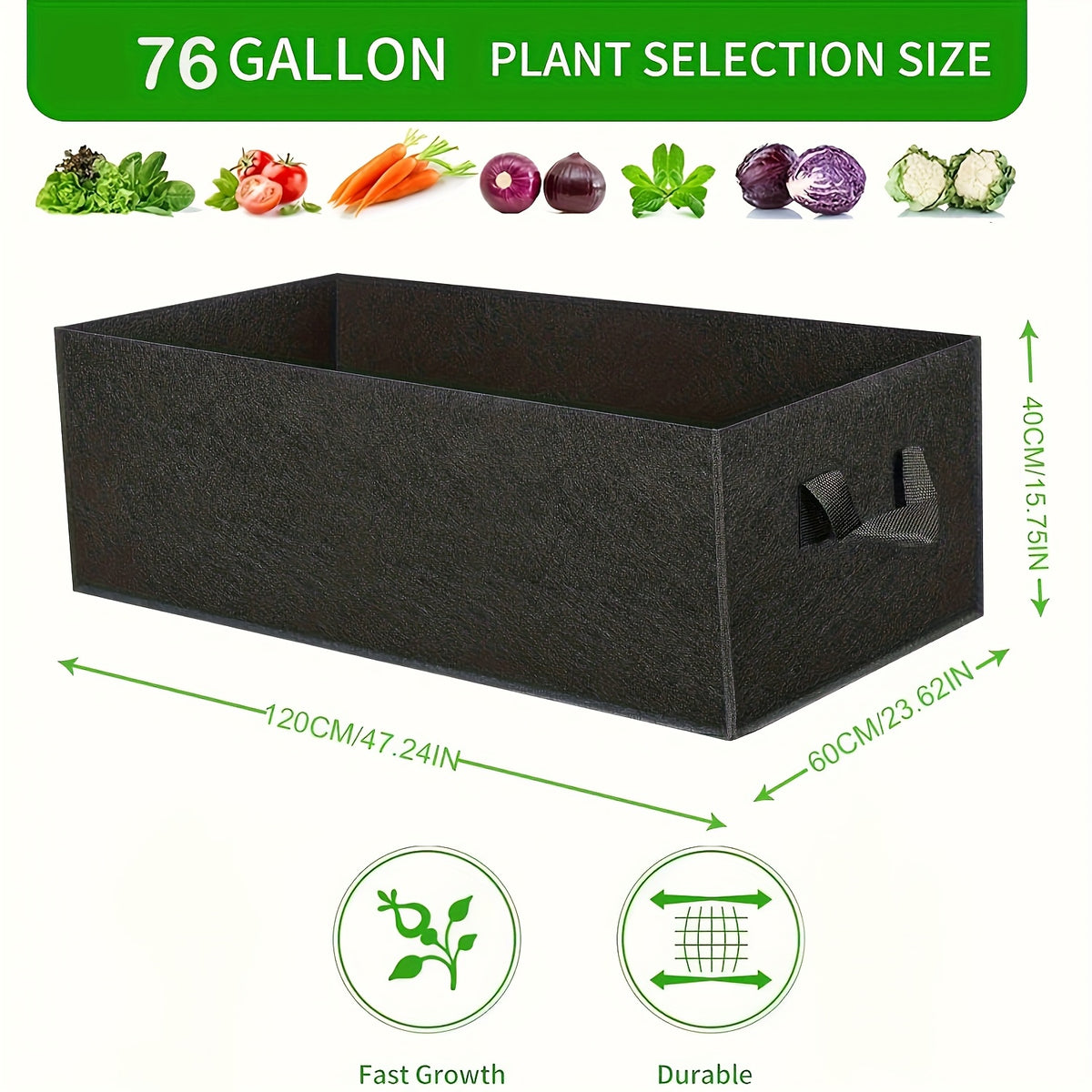 Jardinière souple 288 L 120x60x40 cm — lot de 5 bacs noirs