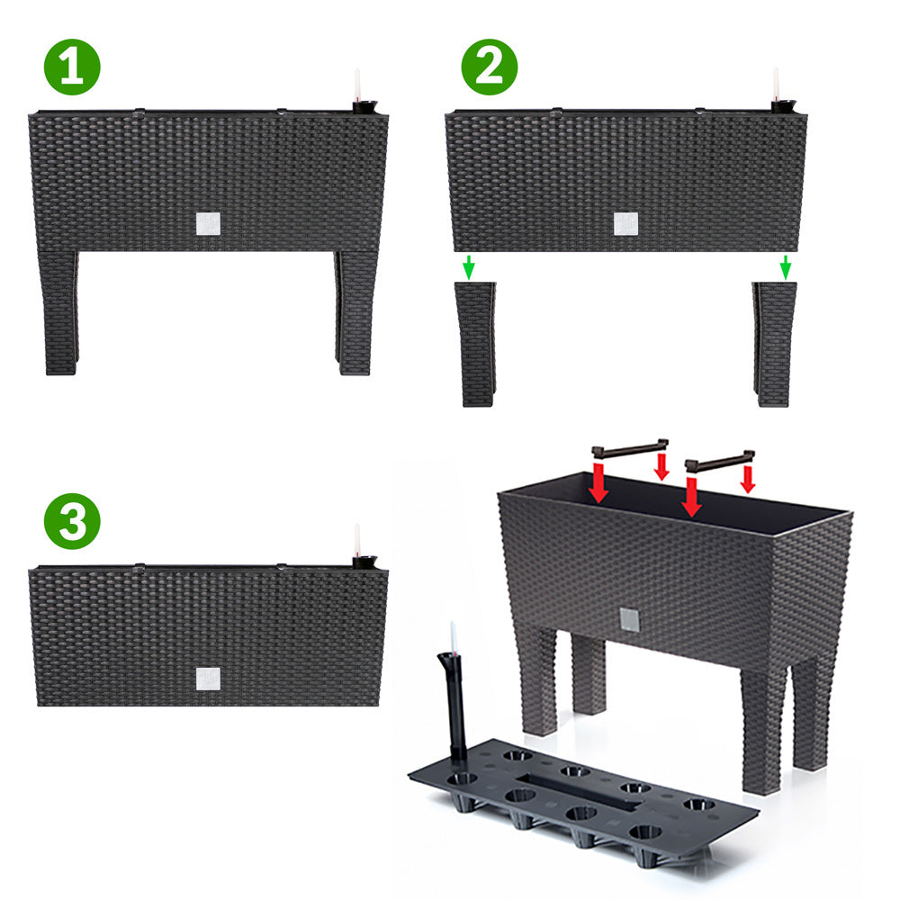 Jardinière sur pied 60 cm anthracite — Réserve d'eau 30 L