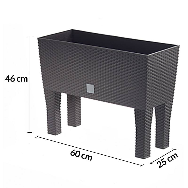 Jardinière sur pied 60 cm anthracite — Réserve d'eau 30 L