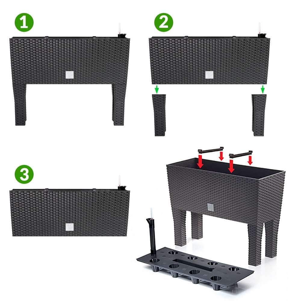 Jardinière sur pied 60 cm anthracite — Réserve d'eau 30 L