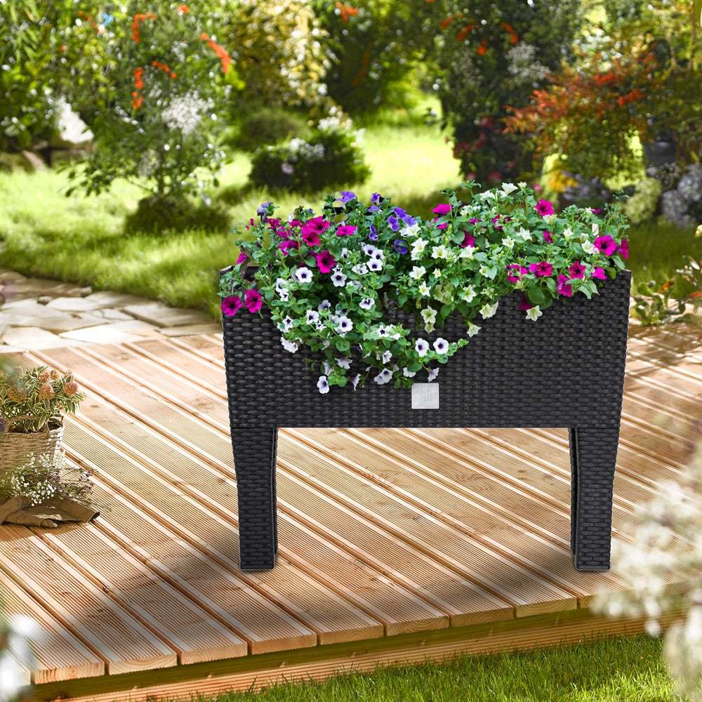Jardinière sur pied 60 cm anthracite — Réserve d'eau 30 L