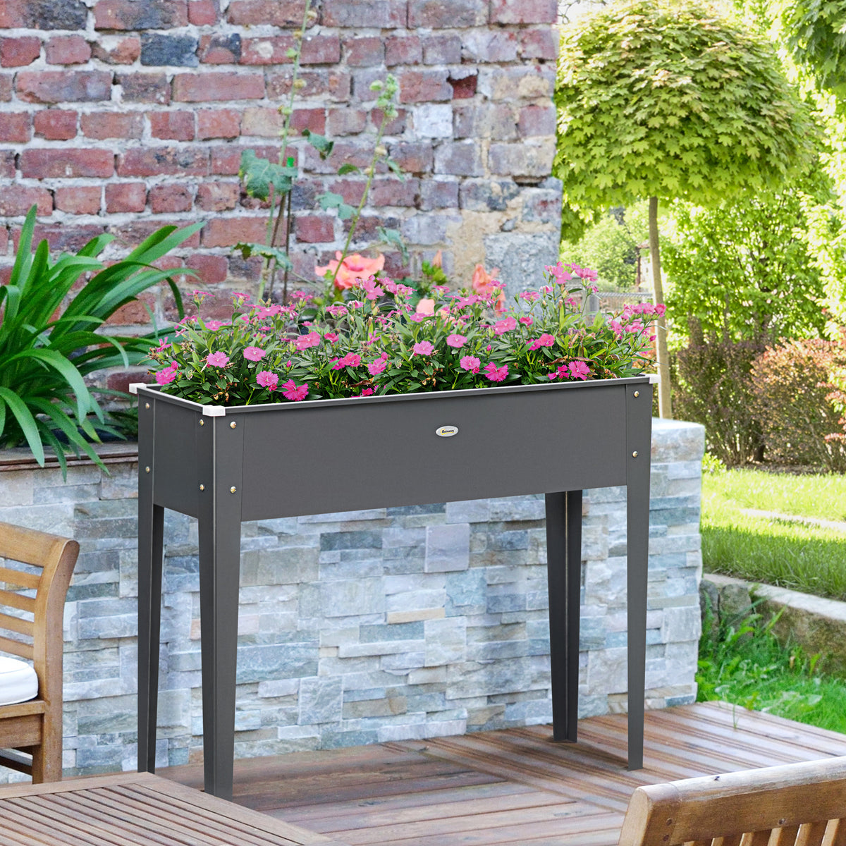 Jardinière sur pied 100x30x80 cm acier galvanisé anthracite