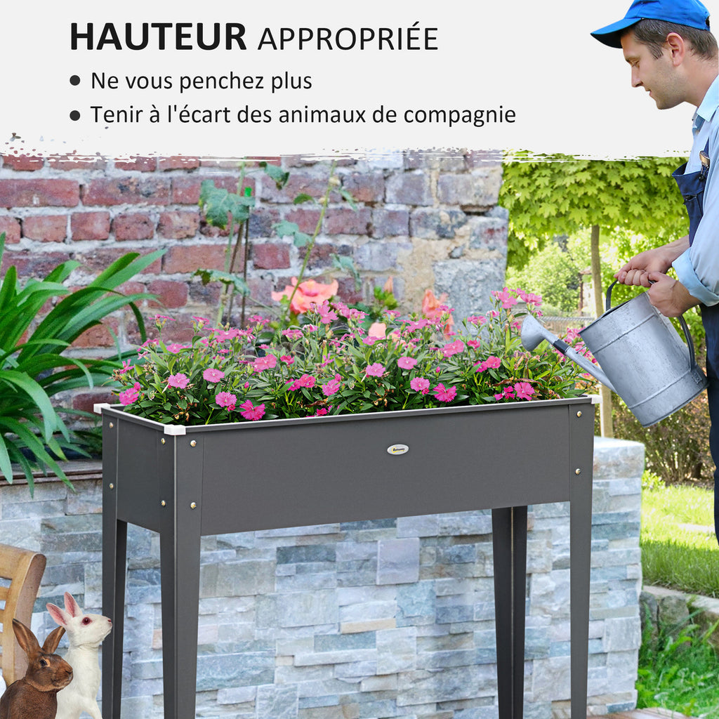 Jardinière sur pied 100x30x80 cm acier galvanisé anthracite