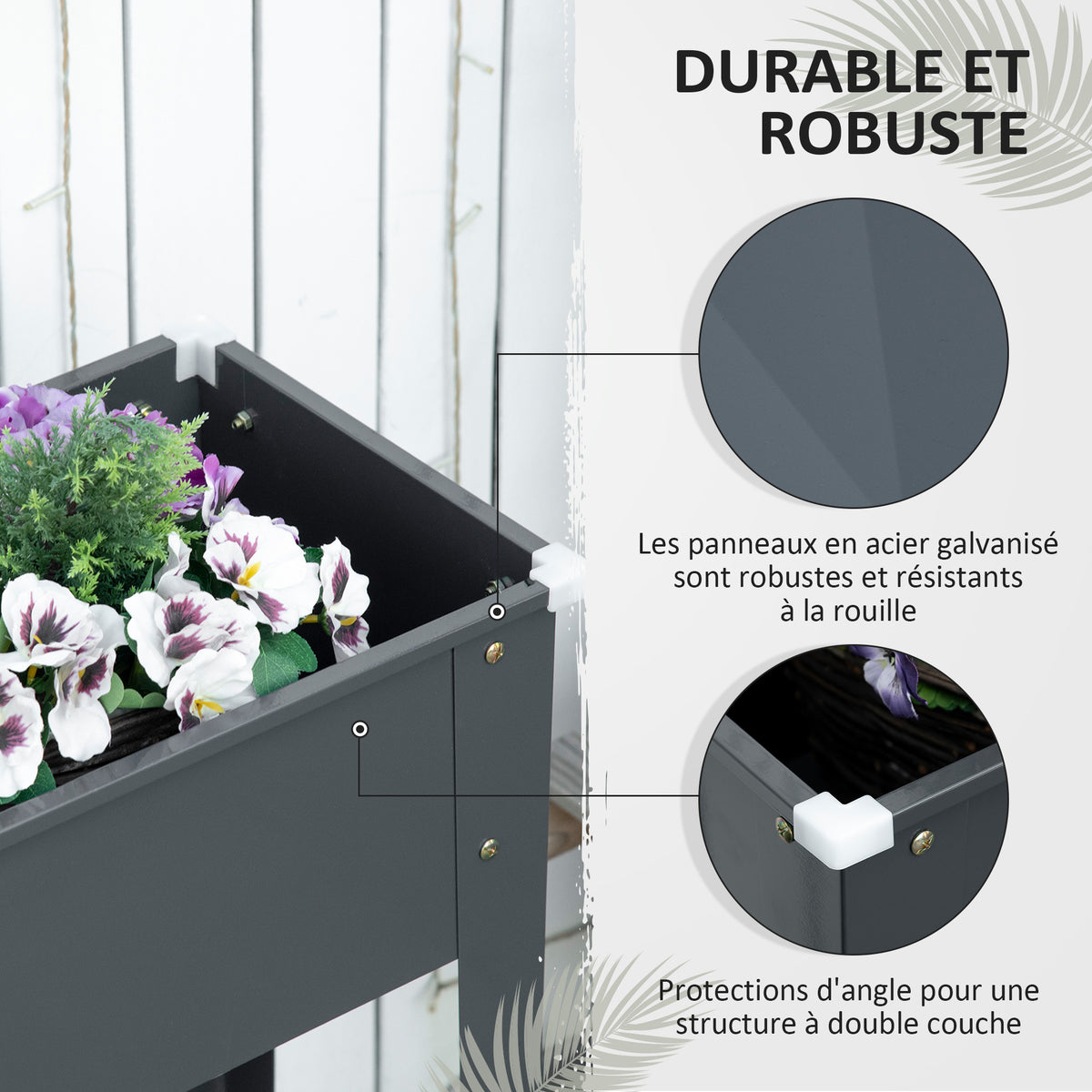 Jardinière sur pied 100x30x80 cm acier galvanisé anthracite