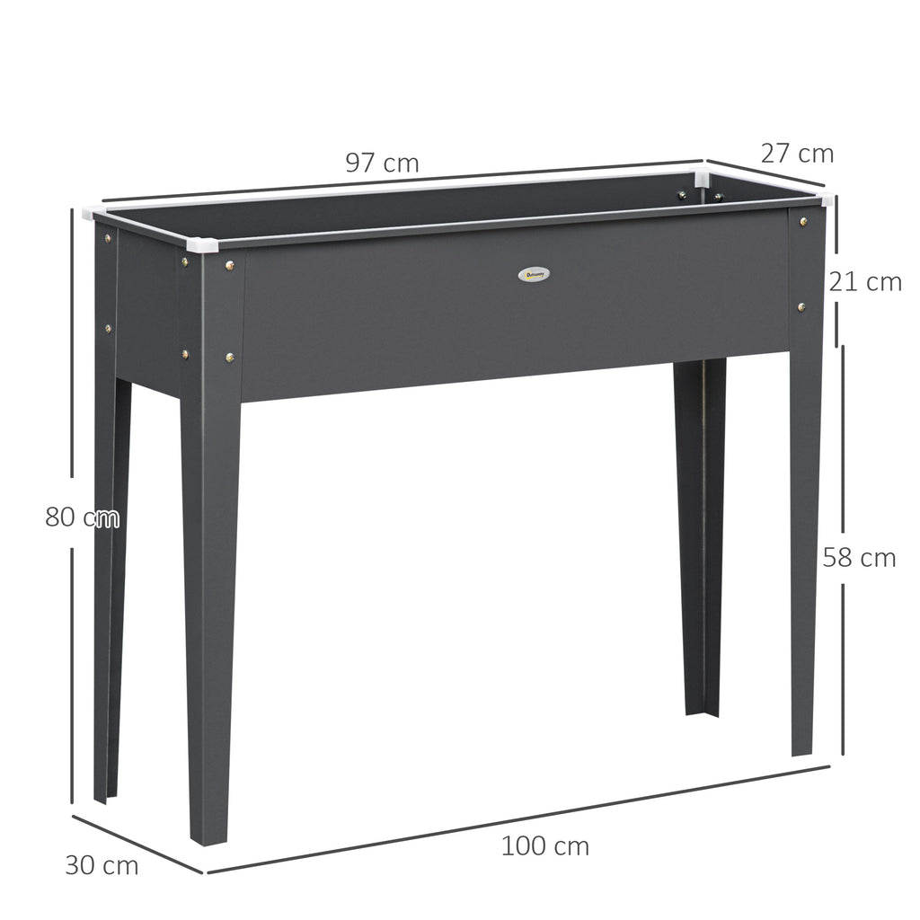 Jardinière sur pied 100x30x80 cm acier galvanisé anthracite