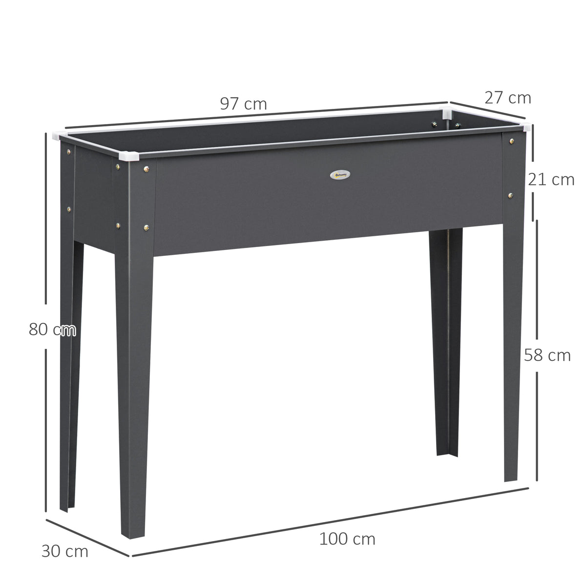 Jardinière sur pied 100x30x80 cm acier galvanisé anthracite