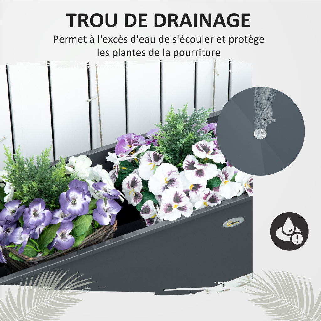 Jardinière sur pied 100x30x80 cm acier galvanisé anthracite