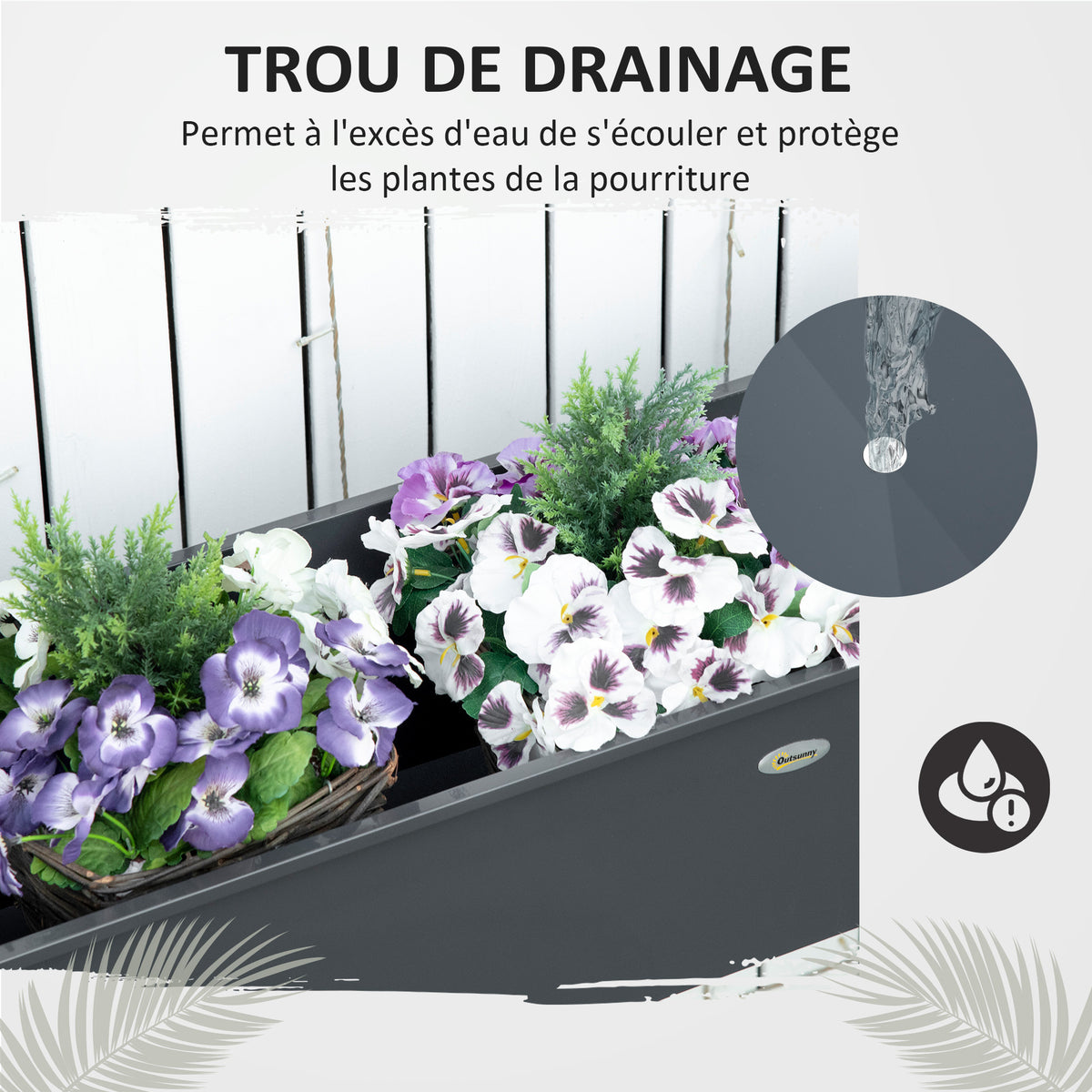 Jardinière sur pied 100x30x80 cm acier galvanisé anthracite