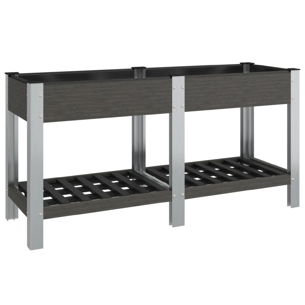 Jardinière sur pied en bois gris 200x50x75 cm pour terrasse