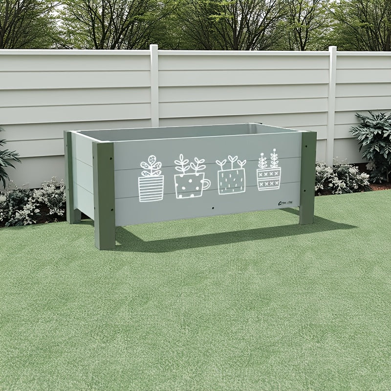 Jardinière sur pied en bois 77x32x32 cm vert pour terrasse