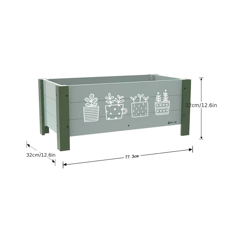 Jardinière sur pied en bois 77x32x32 cm vert pour terrasse