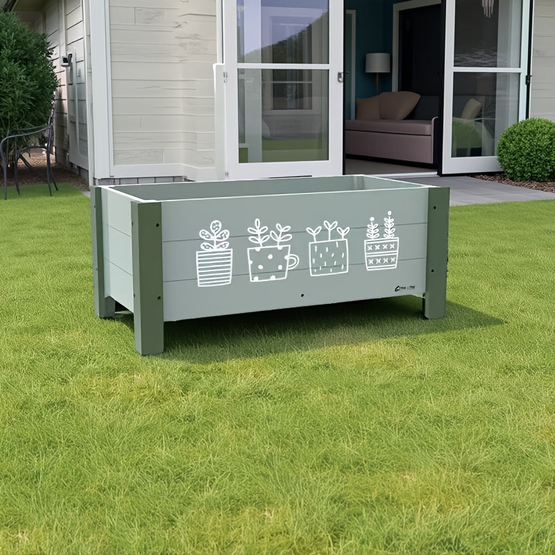 Jardinière sur pied en bois 77x32x32 cm vert pour terrasse