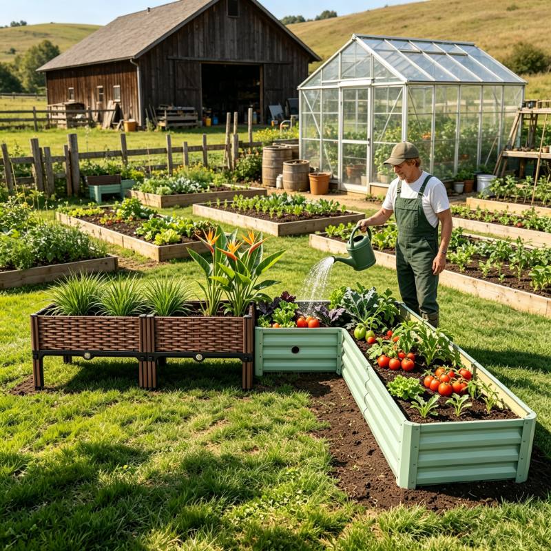 Jardinière sur pied effet tressé 80x40 cm — Lot de 2 bacs