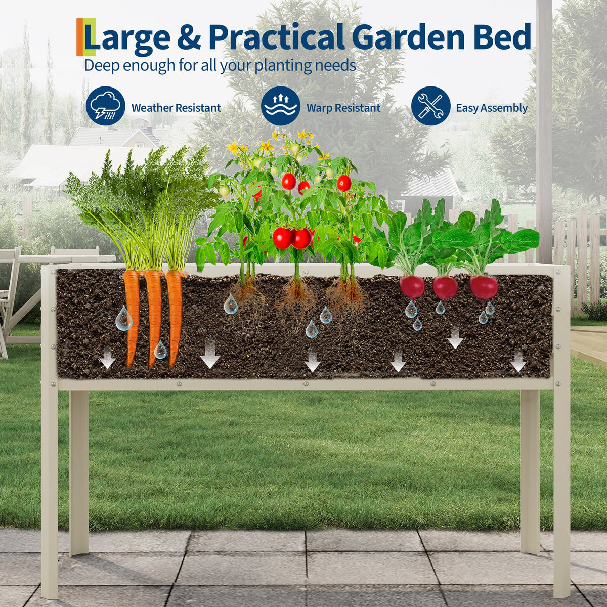 Jardinière sur pied en métal 127x44x80 cm pour le potager