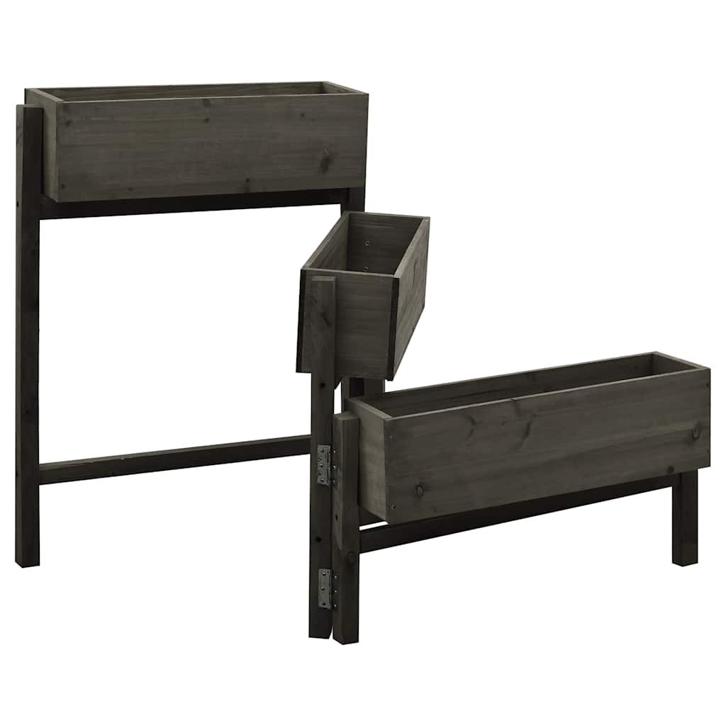 Jardinière sur pied pliable 3 niveaux bois gris 60x14x75 cm