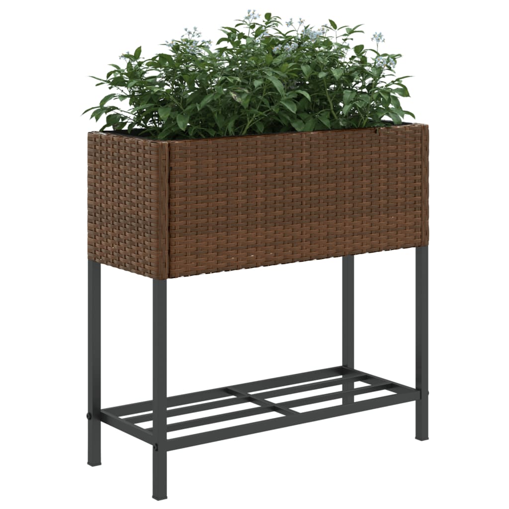 Jardinière sur pied 70x28x70 cm en résine tressée et acier