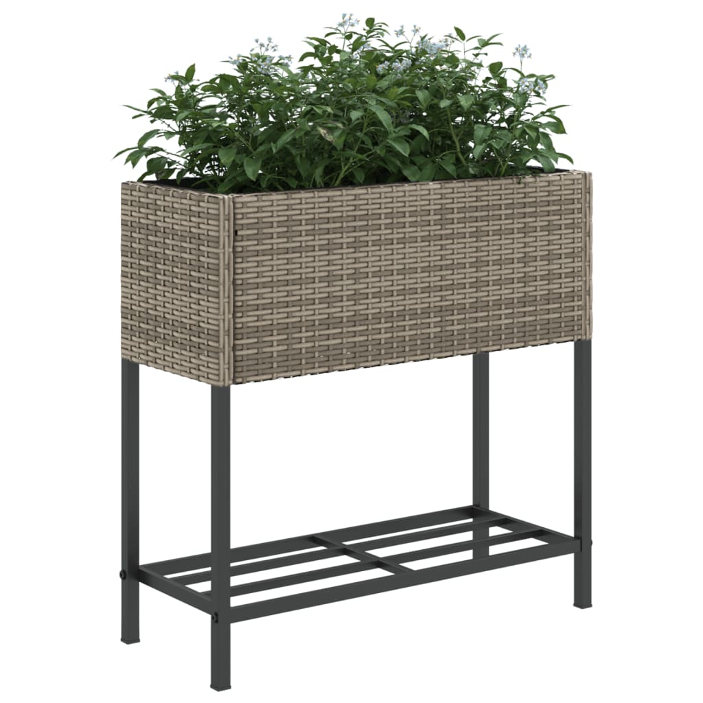 Jardinière sur pied 70x28x70 cm en résine tressée et acier