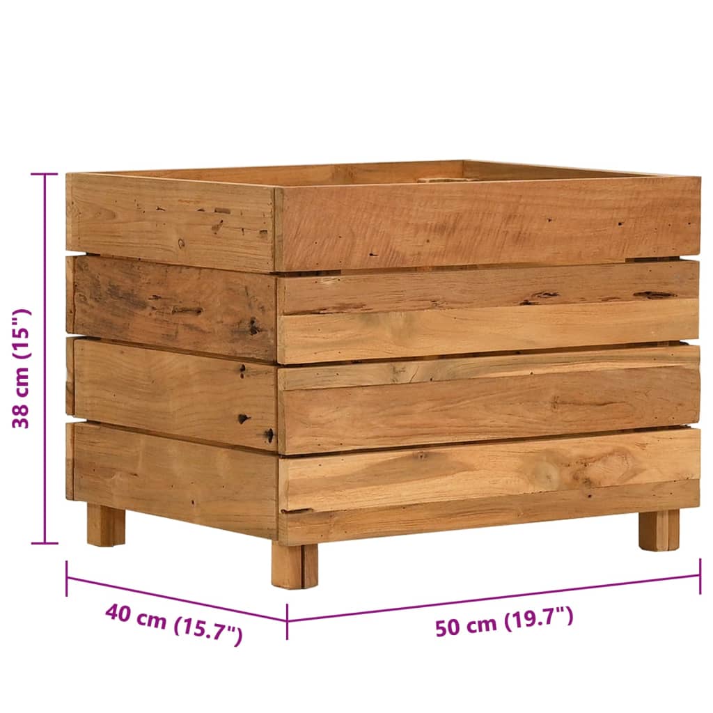 Jardinière sur pied en teck recyclé et acier, 9 formats