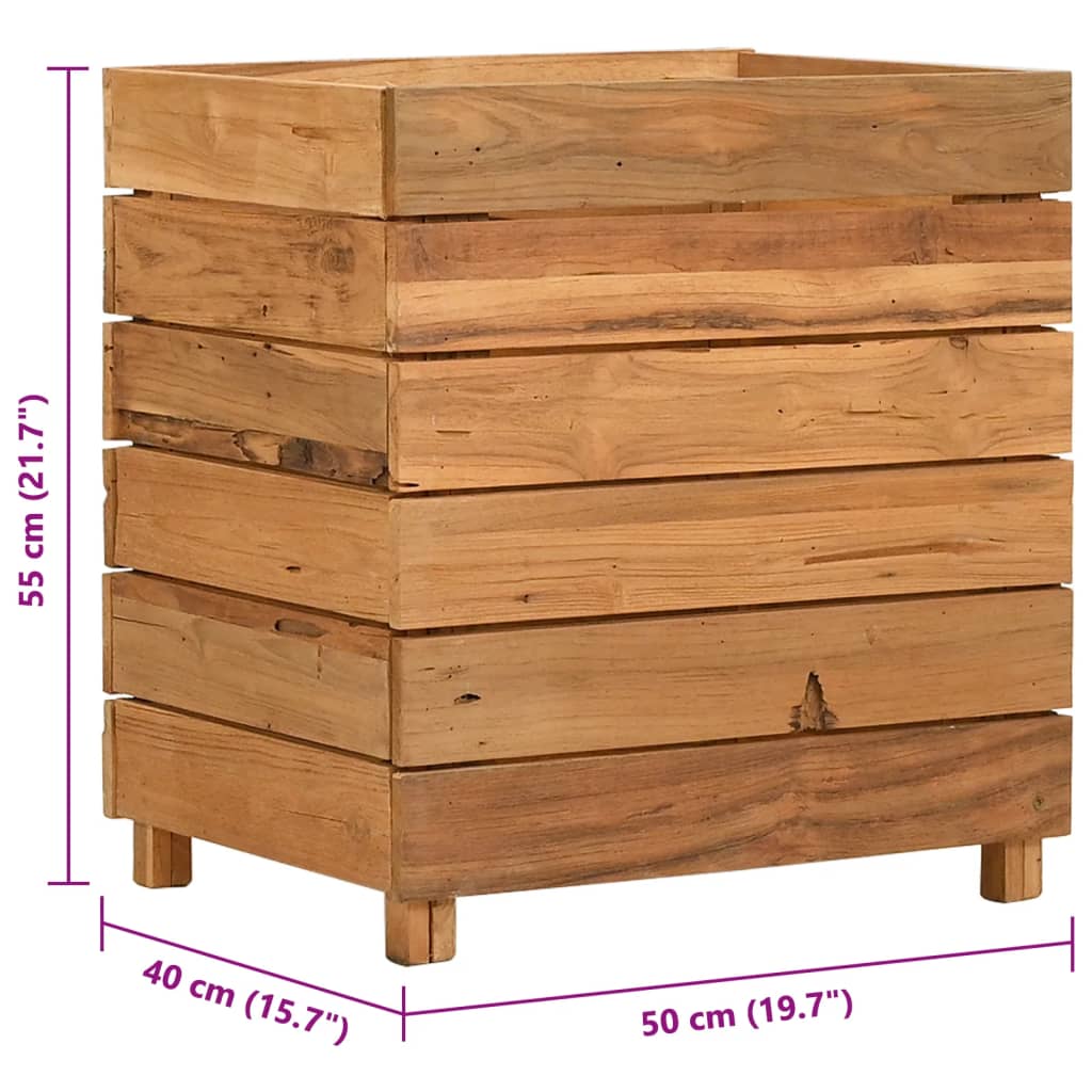 Jardinière sur pied en teck recyclé et acier, 9 formats