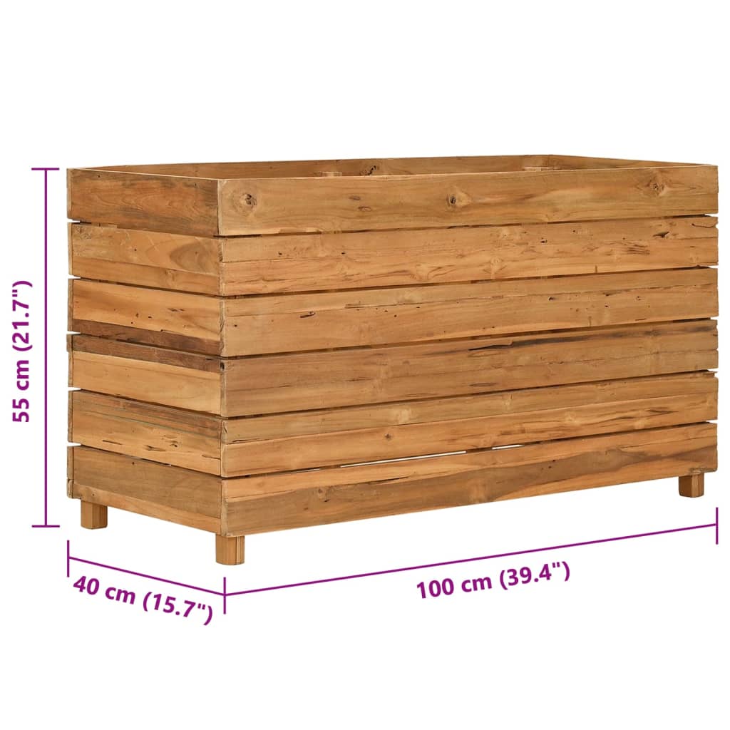 Jardinière sur pied en teck recyclé et acier, 9 formats