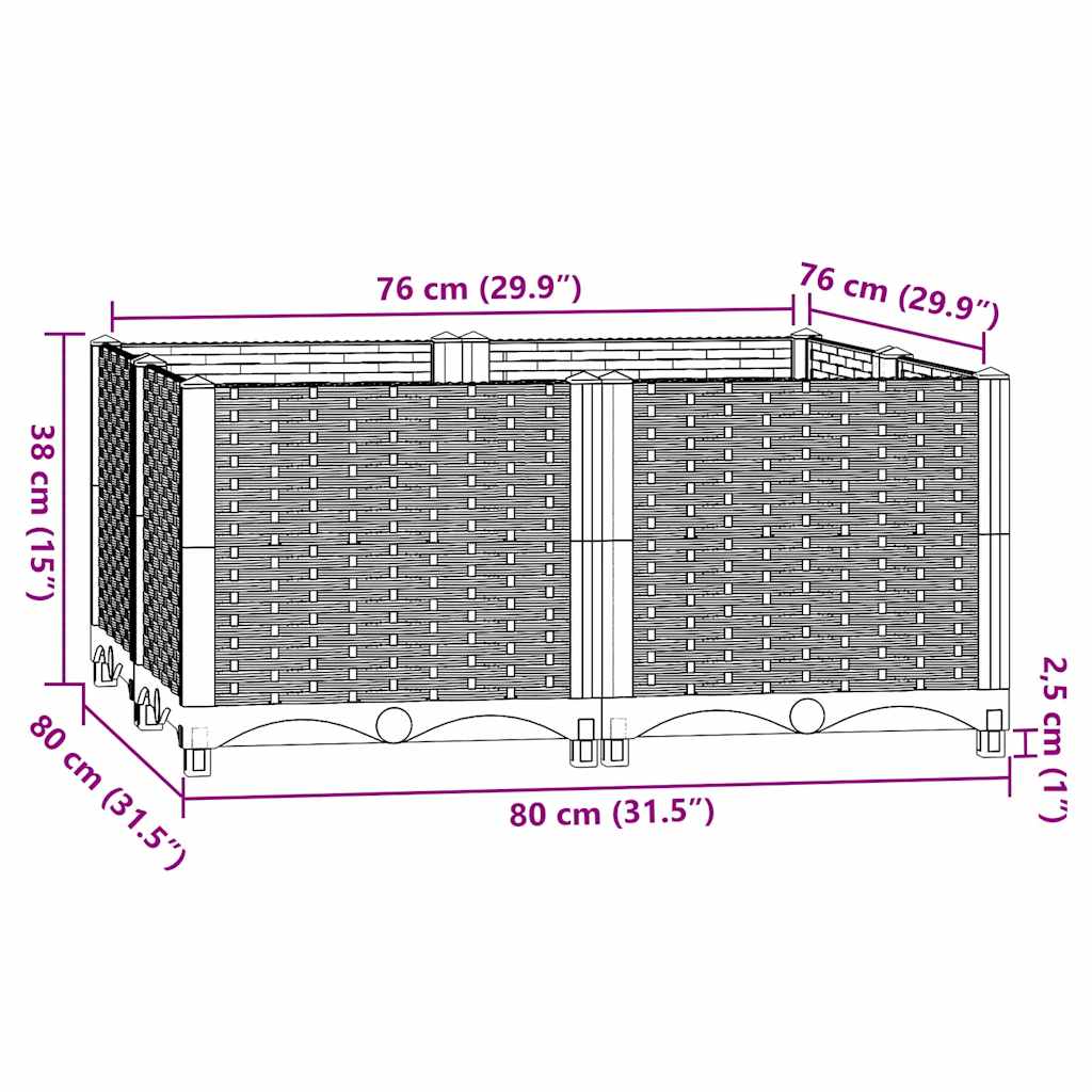 Jardinière surélevée en polypropylène pour potager et fleurs