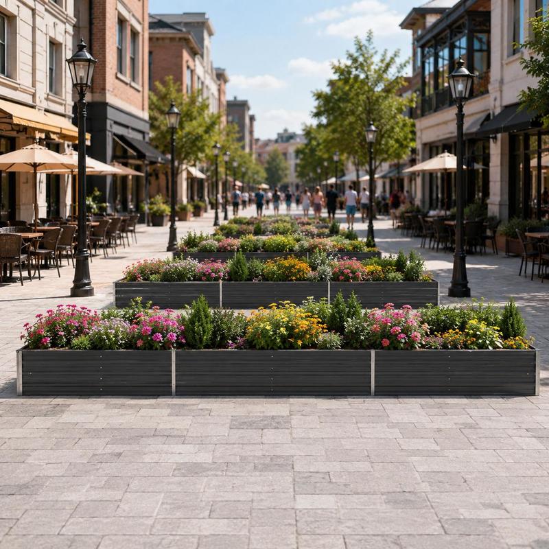 Jardinière surélevée anthracite 480x80x45 cm en acier galvanisé