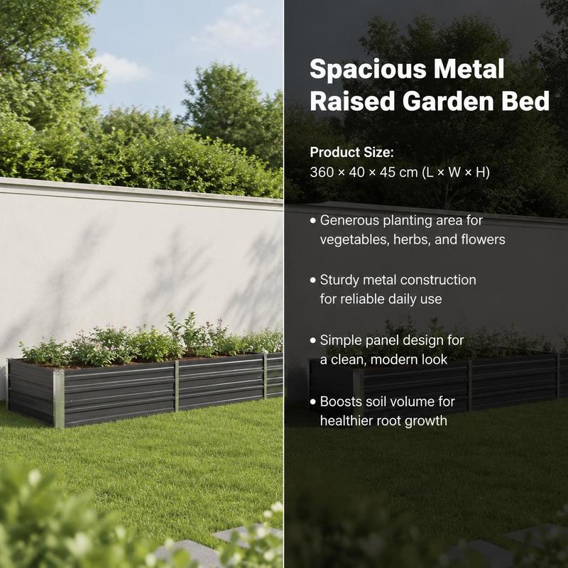 Jardinière surélevée anthracite 480x80x45 cm en acier galvanisé