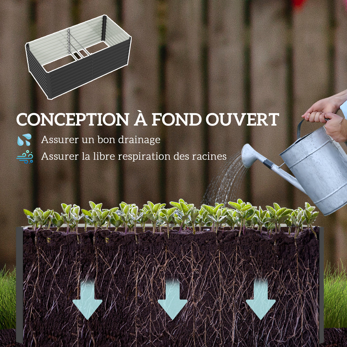 Jardinière surélevée acier galvanisé 160x80x60 cm anthracite