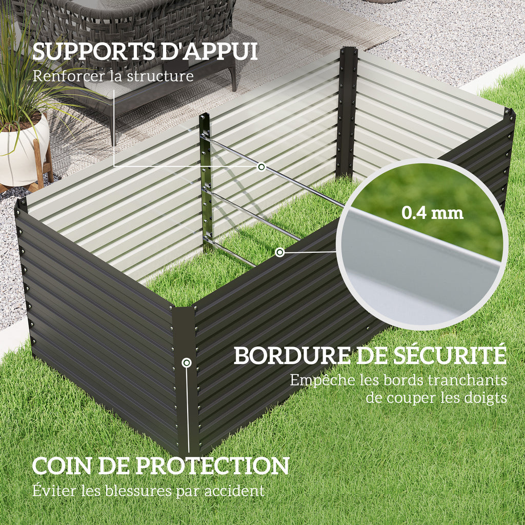 Jardinière surélevée acier galvanisé 160x80x60 cm anthracite