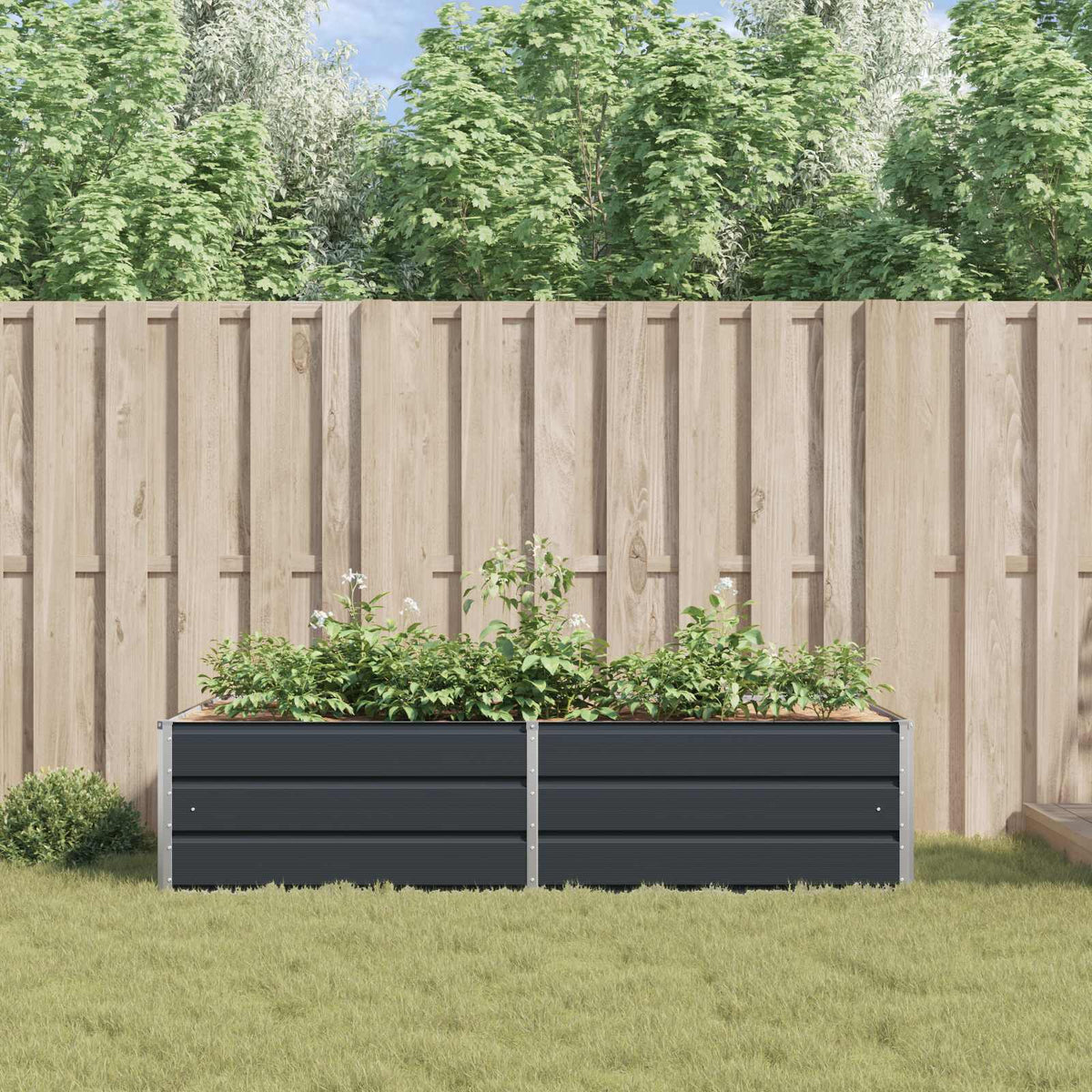 Jardinière surélevée 195x100x45 cm en acier galvanisé anthracite
