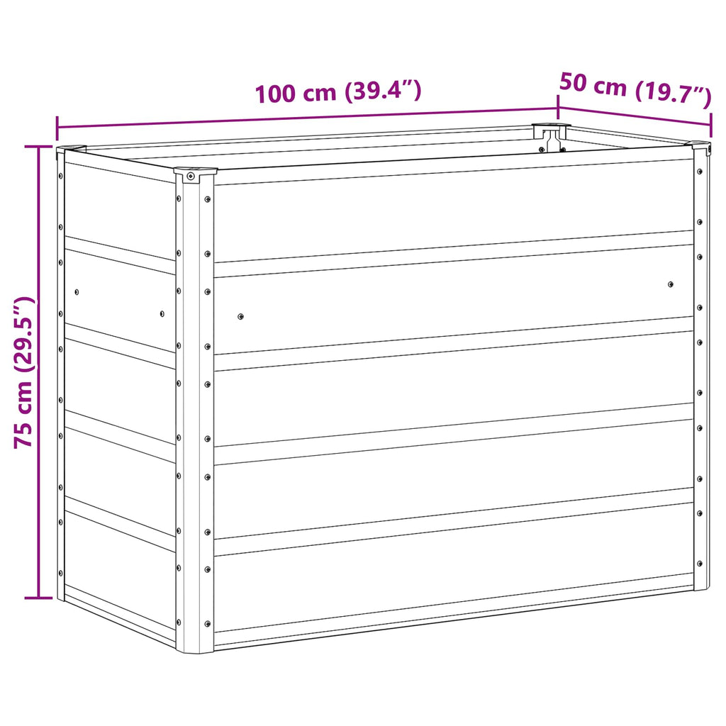 Jardinière haute surélevée beige acier galvanisé 100x50x75 cm