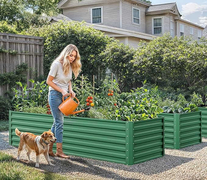 Jardinière surélevée 182x91x61 cm en acier — lot de 2 bacs