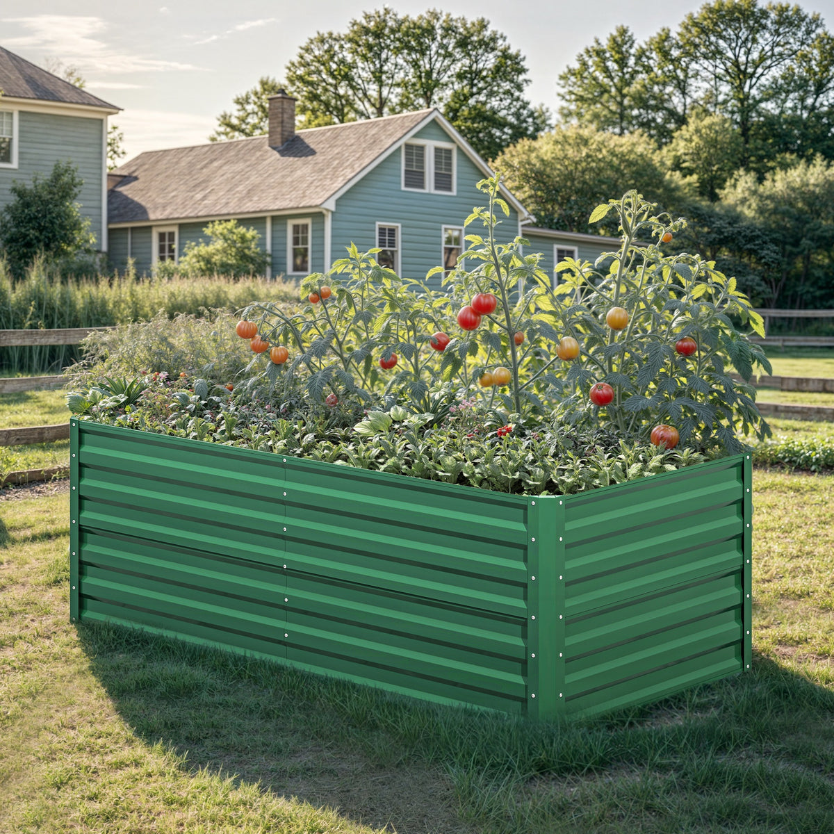 Jardinière surélevée 182x91x61 cm en acier — lot de 2 bacs