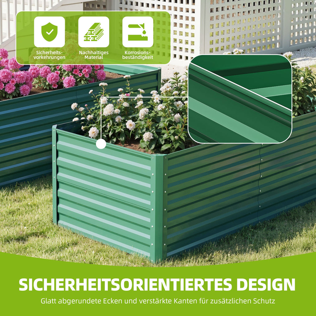 Jardinière surélevée 182x91x61 cm en acier — lot de 2 bacs