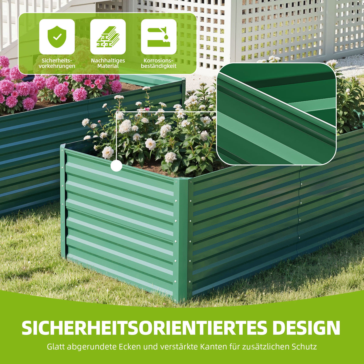 Jardinière surélevée 182x91x61 cm en acier — lot de 2 bacs