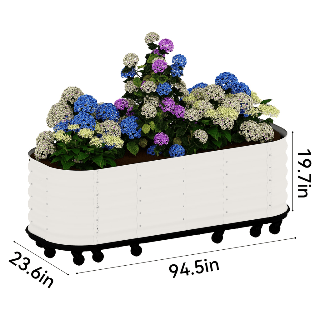 Jardinière surélevée en acier sur roulettes à réserve d'eau