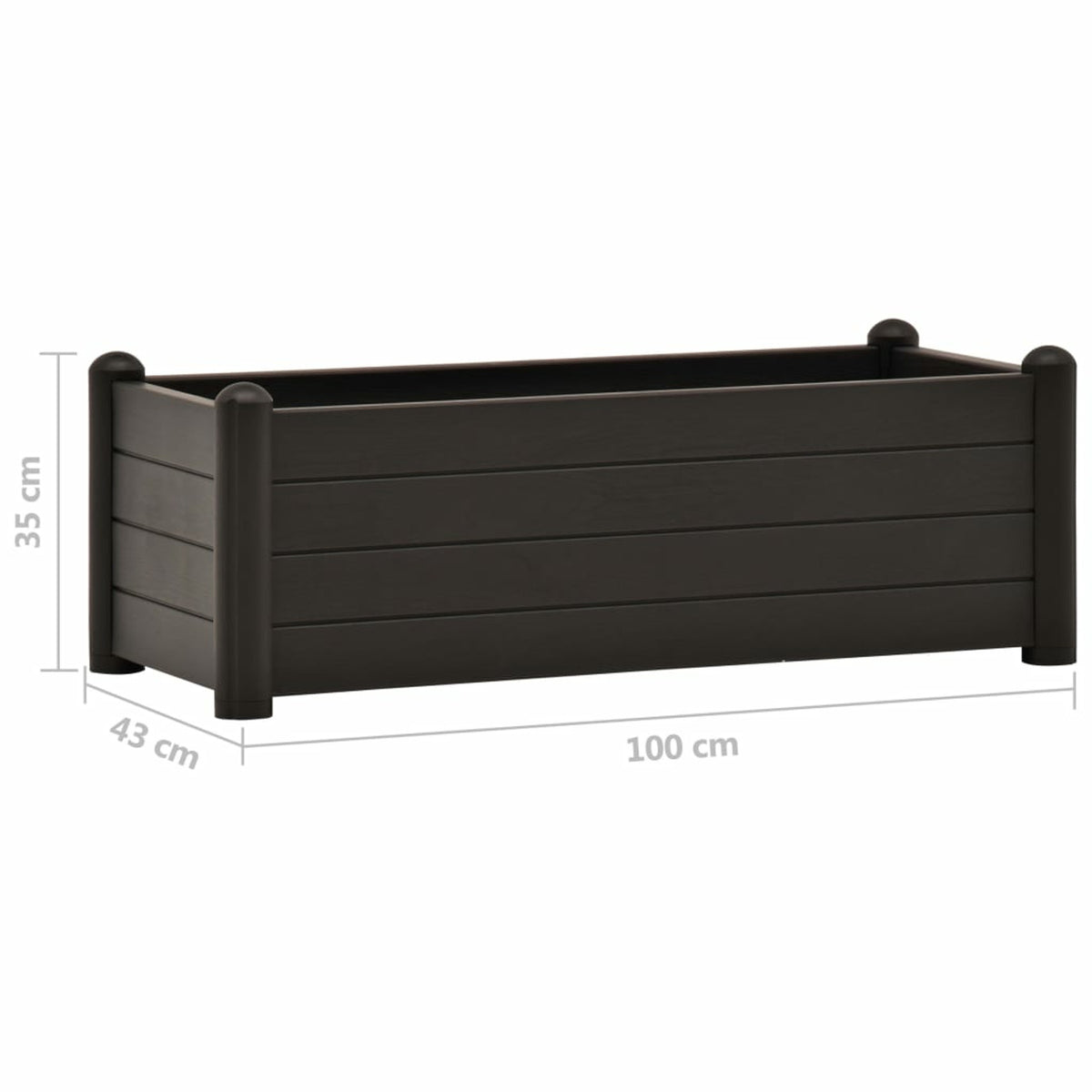 Jardinière surélevée anthracite 100x43x35 cm effet bois