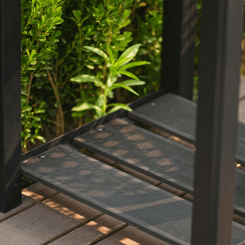 Jardinière surélevée 109x49x85 cm aspect bois avec étagère